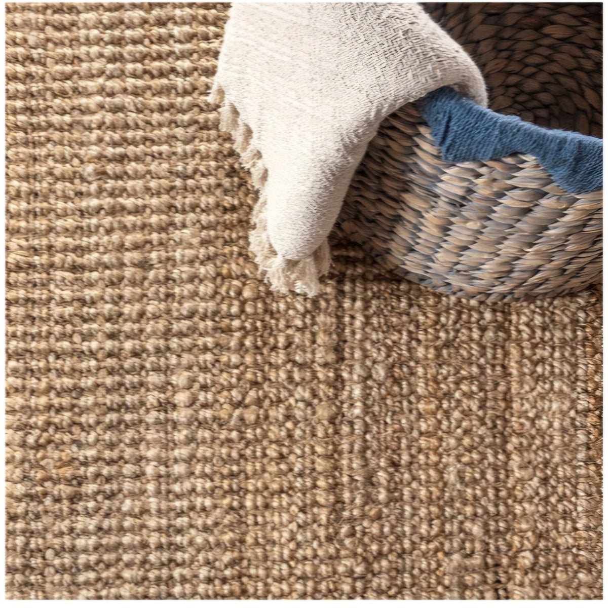 JONATHAN Y Pata Hand Woven Chunky Jute Natural 7x7 Square Indoor Area Rug, Bohemian, Rustic