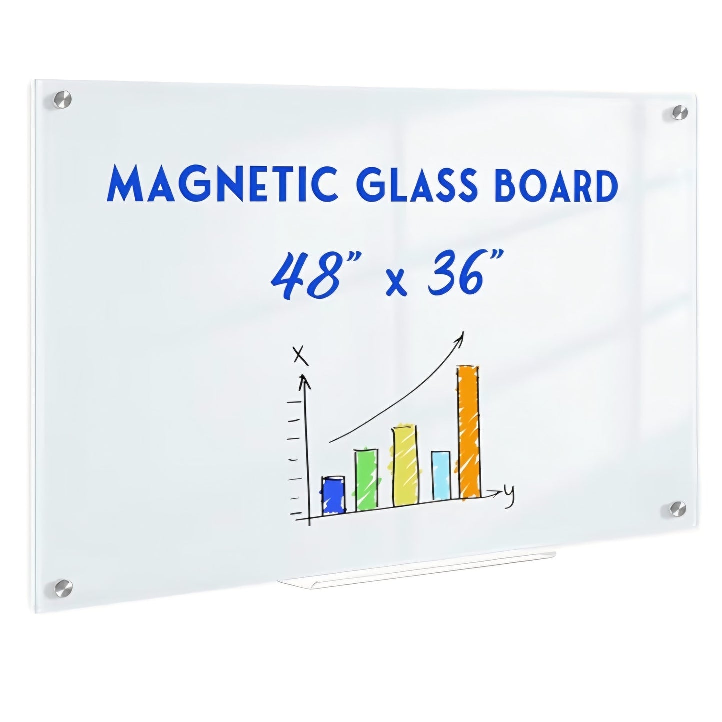 Magnetic Glass Whiteboard, 4' x 3' Glass Dry Erase Board for Wall, 48" x 36" Large Frameless White