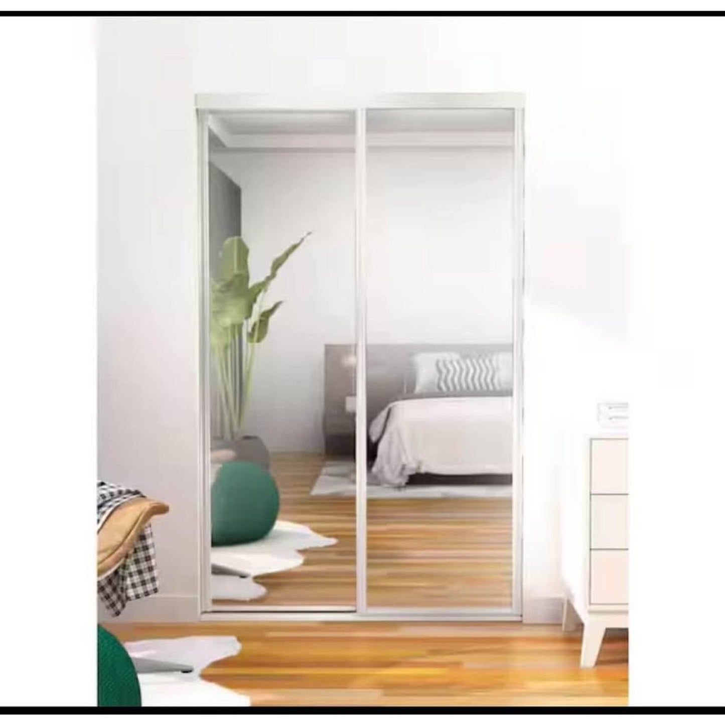 Contractors Wardrobe 60 in. x 81 in. Concord White Aluminum Frame Mirrored Interior Sliding Closet D