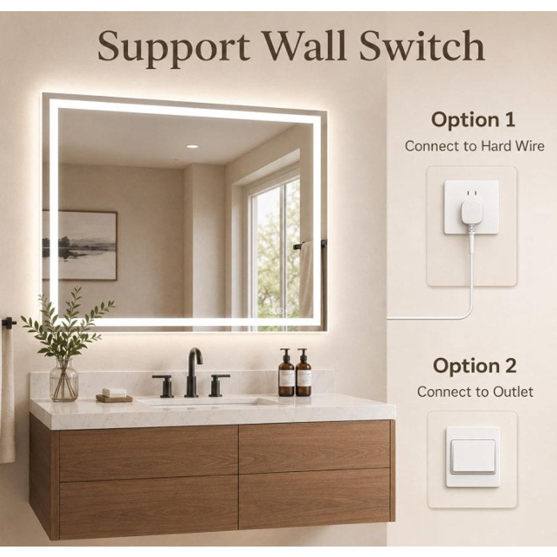 Snowdool 77 x 36 in RGB LED Bathroom Mirror, Front and Backlit, Anti-Fog