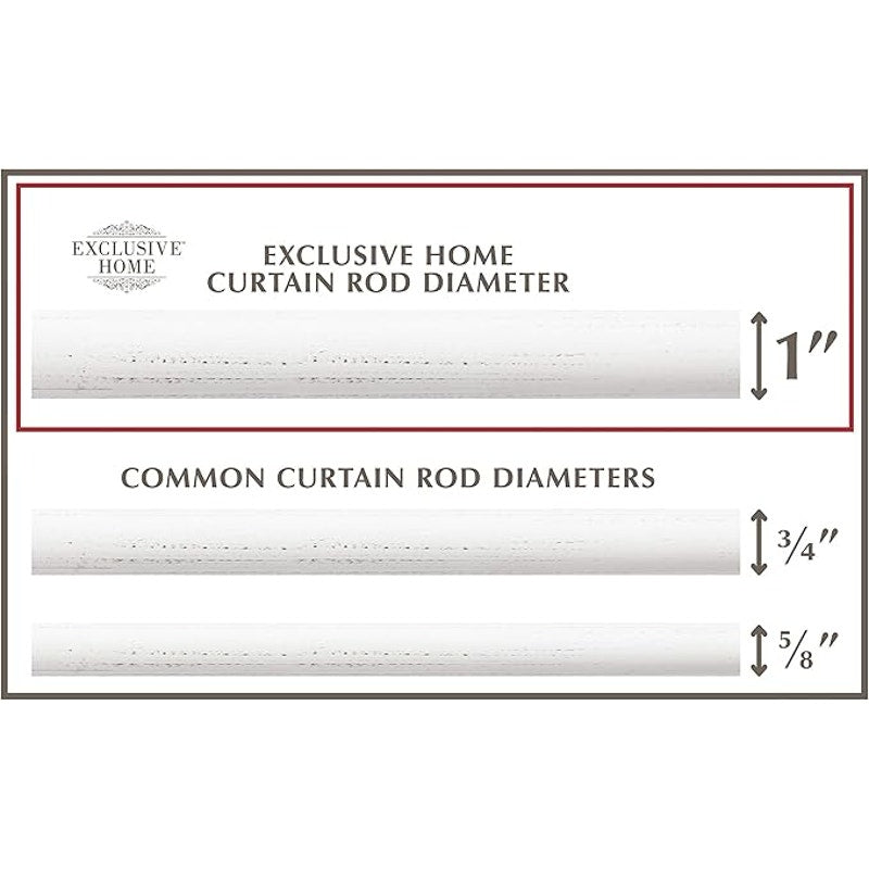 EXCLUSIVE HOME Topper 1" Curtain Rod and Finial Set, Distressed White, Adjustable 84"-160"