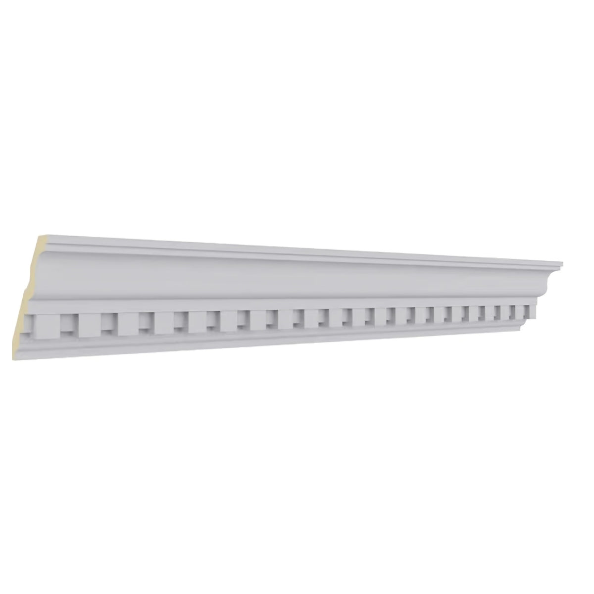 Endurathane Dentil Crown Moulding, 4 3/8"H x 3 1/2"P x 5 5/8"F x 94 1/2"L, Factory Primed