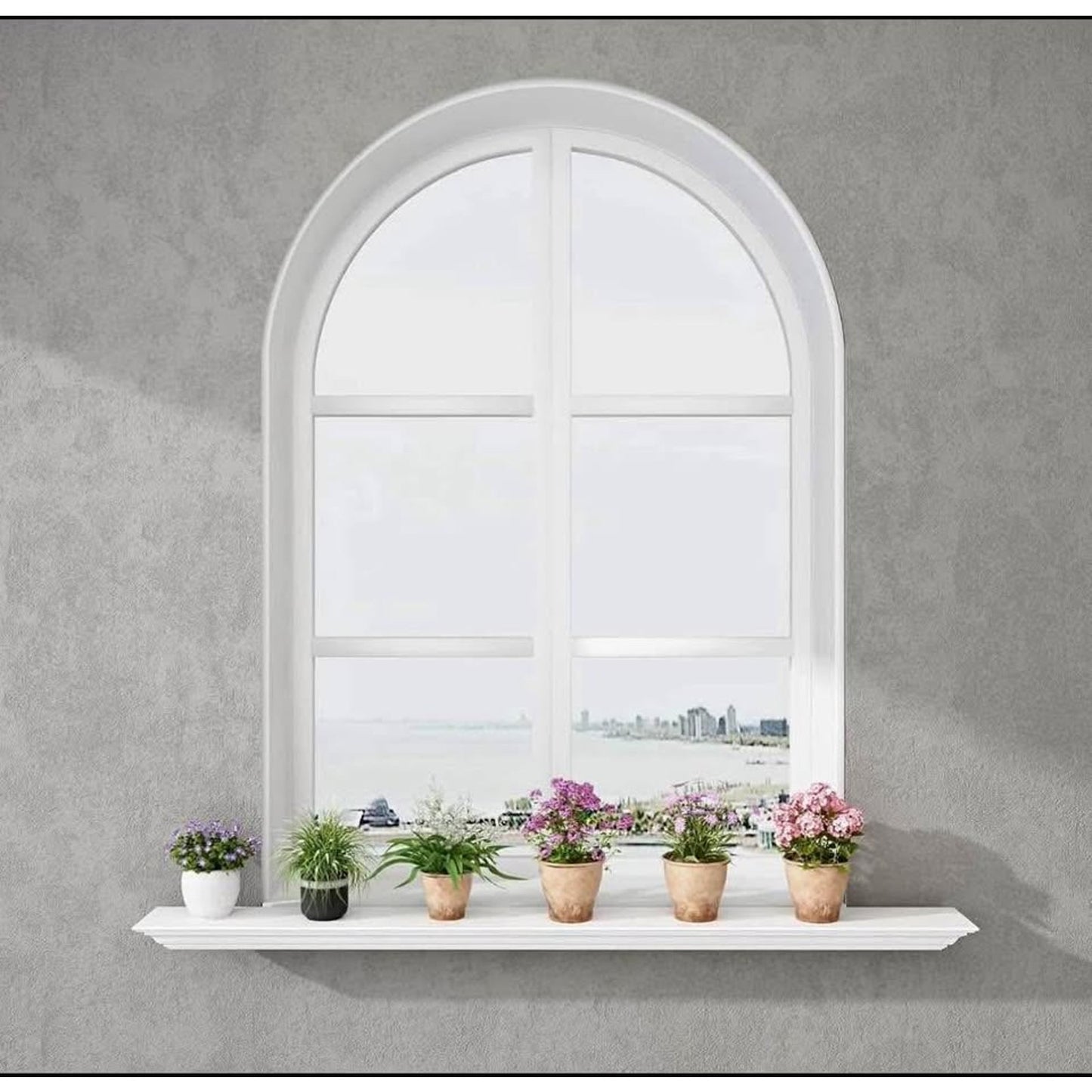 WELLAND White Finished 48 inch Pine Wood Fireplace Mantel Shelf Wall Mounted,Corona Crown Molding Fl