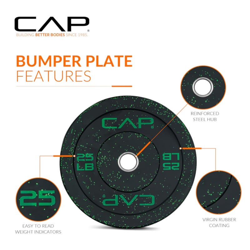 SET 25 LB CAP Barbell Rubber Olympic Bumper Plate