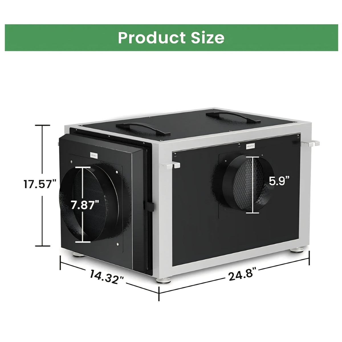Waykar 158 Pints Crawl Space Dehumidifier with Remote Control up to 6,500 sq. ft., Dual Duct HVAC