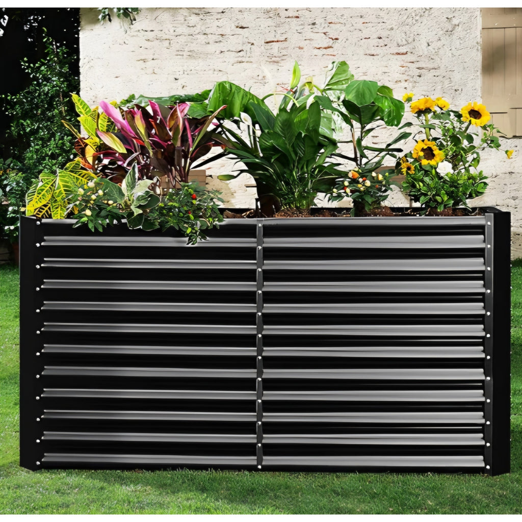 Land Guard 8x4x3ft Rectangular Galvanized Raised Garden Beds, Large-Capacity Metal Planter Box