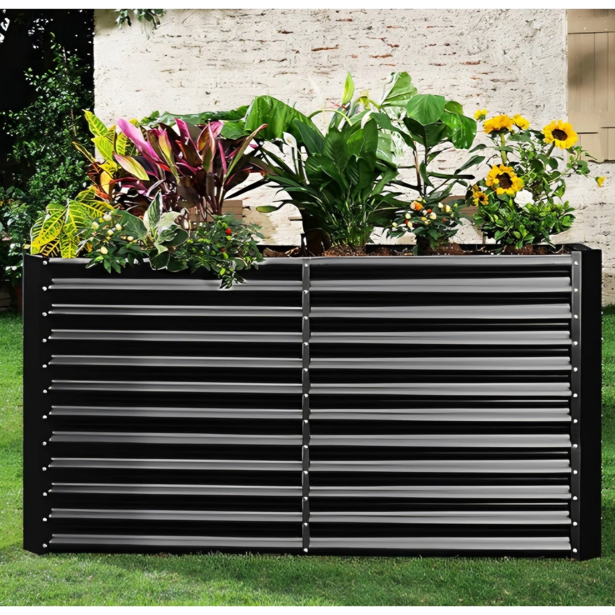Land Guard 8x4x3ft Rectangular Galvanized Raised Garden Beds, Large-Capacity Metal Planter Box