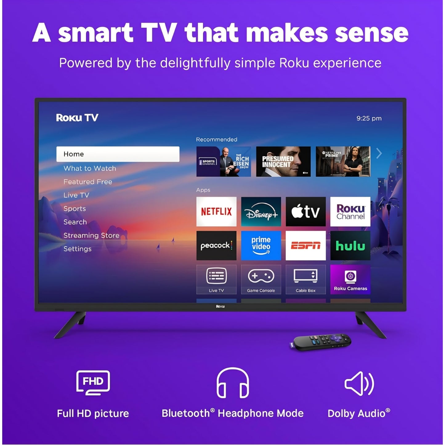 Roku Smart TV 2025 – 40-Inch Select Series, 1080p Full HD TV–RokuTV with Voice Remote – Flat Screen