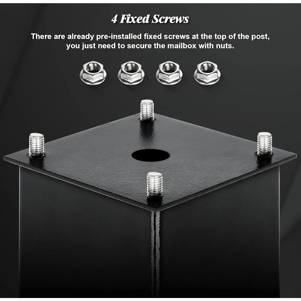 Ganiude Metal Mailbox Post for Outside, 43 x 4 x 4 inches Heavy Duty In-Ground Mounting Mail Stand
