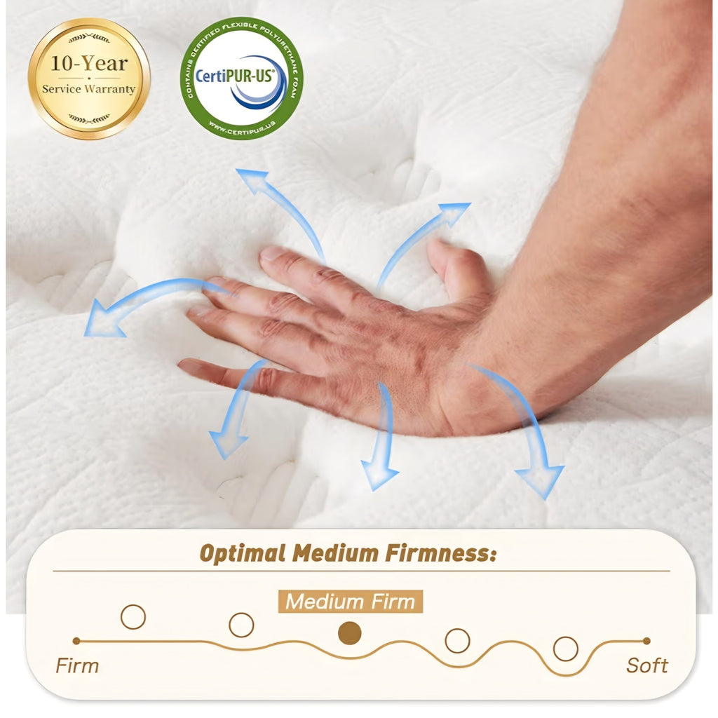 SNFPNE 14 Inch King Size Mattress in a Box, Memory Foam Hybrid Mattress for Motion Isolation