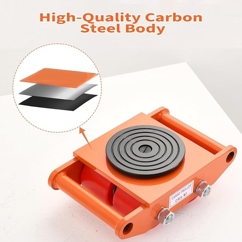 Garvee Machinery Mover Industrial Heavy Duty Skate Dolly, 4 Wheels & 360° Rotation Non-Slip Tray.
