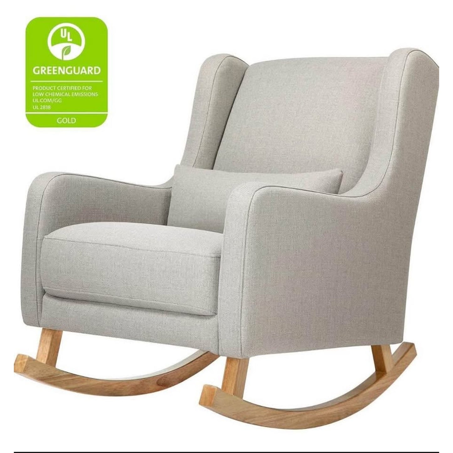 Babyletto Kai Rocker in Performance Grey Eco-Twill with Light Legs, Water Repellent & Stain Resistan