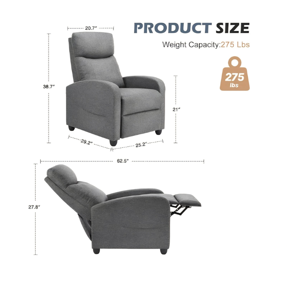 Sweetcrispy Massage Recliner Chair for Adults, Adjustable Home Theater Seating