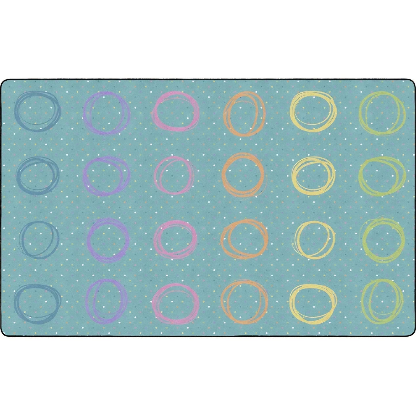 Flagship Carpets Circle Sampler Abstract Classroom Educational Area Rug for Kids and Teachers,