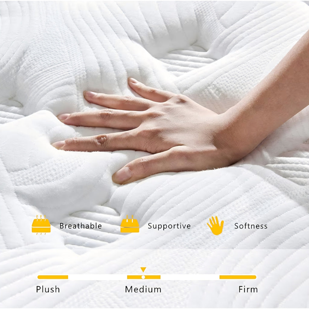 Vipcute King Size Mattress, 14 Inch King Mattresses, 14 inch Hybrid Pocketed Coil Mattress in a Box