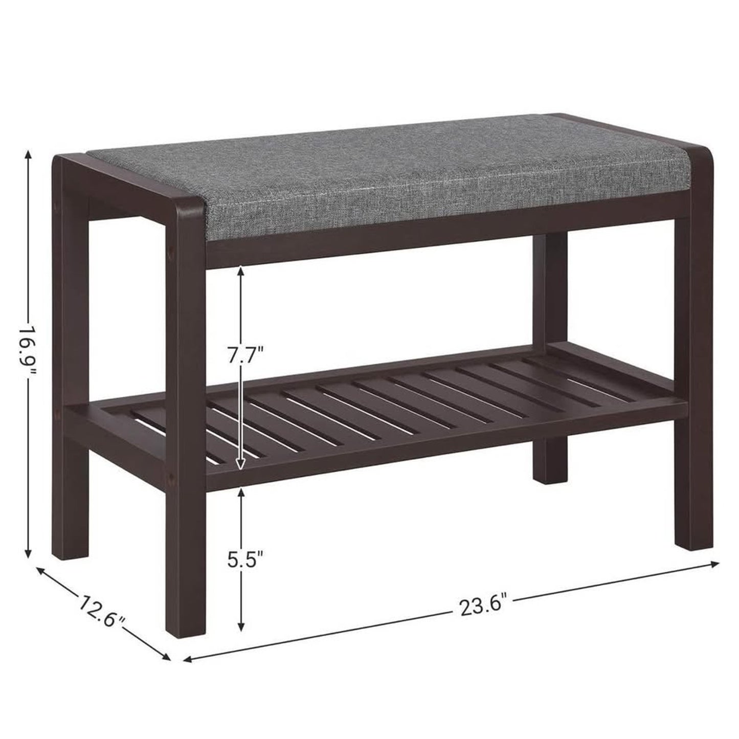 SONGMICS Shoe Rack Bench with Cushion Upholstered Padded Seat, Storage Shelf, Shoe Organizer, Holds