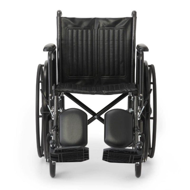 Medline K1 Basic Vinyl Wheelchair with Full-Length Arms and Elevating Leg Rests