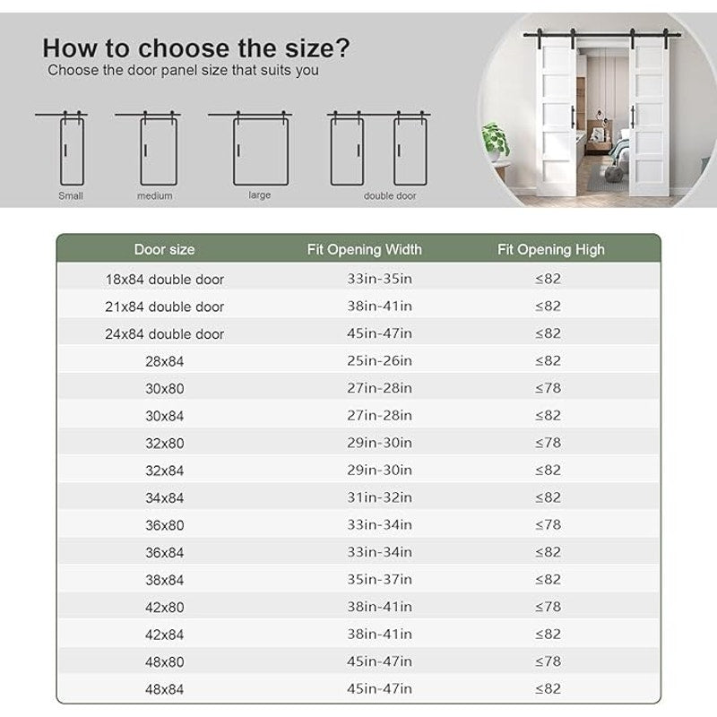 Fredbeck Double 21inx84in White Barn Door and 7FT Sliding Barn Door Hardware Kit Included,Solid