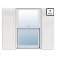 Exterior Solutions Standard Louver Exterior Vinyl Window Shutters, White (Pair), 15 Inch x 55 Inch