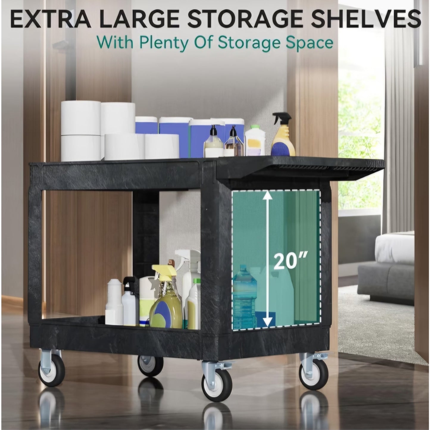YITAHOME Utility Cart on Wheels, 550 lbs Capacity, 45 x 25 Inch Rolling Work Carts with Wheels