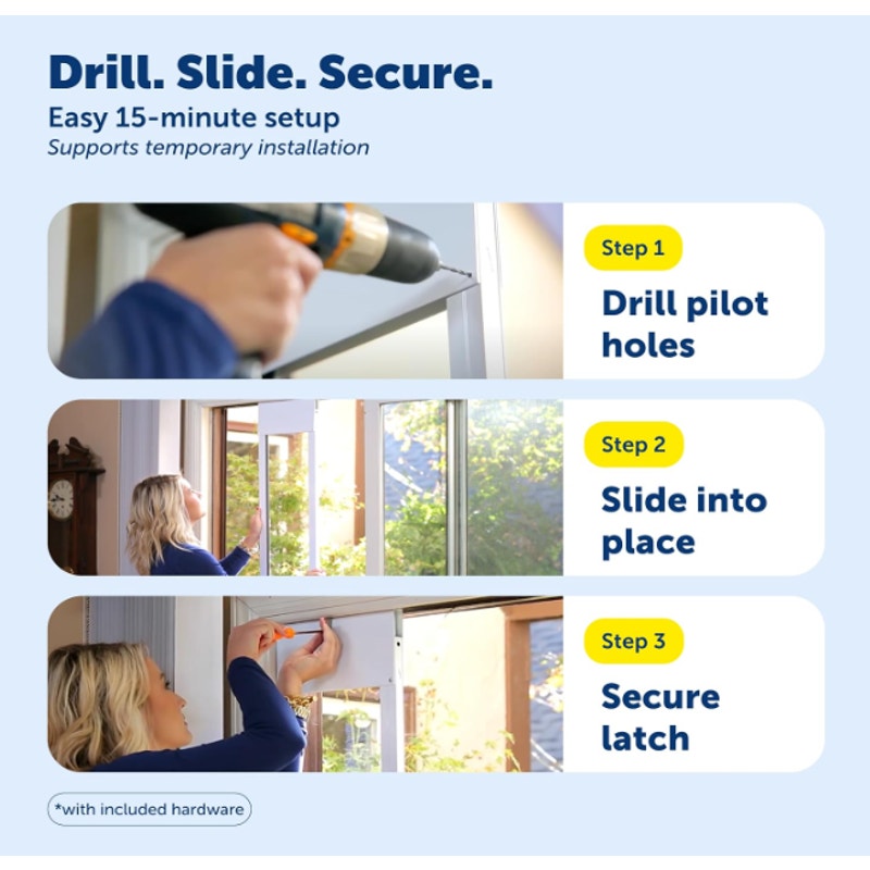 PetSafe Sliding Glass Pet Door, 1 Piece, Medium Dogs to 40 lb, White