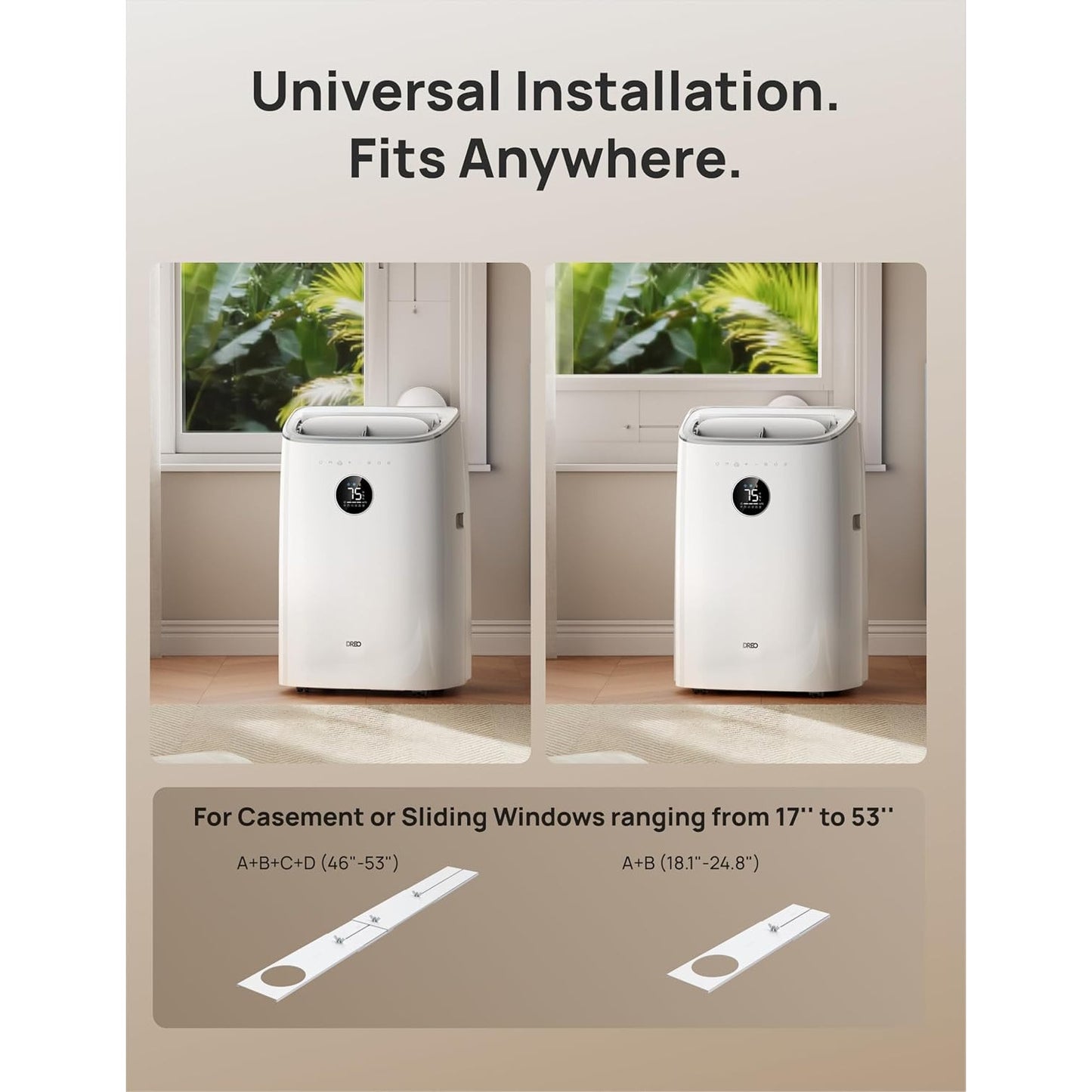 DREO Portable Air Conditioner 319S, 10000 BTU ASHRAE, 6000 BTU DOE, APP/Voice/Remote,  Room Indoors
