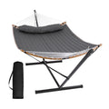 SUNCREAT Double Portable Hammock with Stand, 2 Person Hammock with Curved Spreader Bar