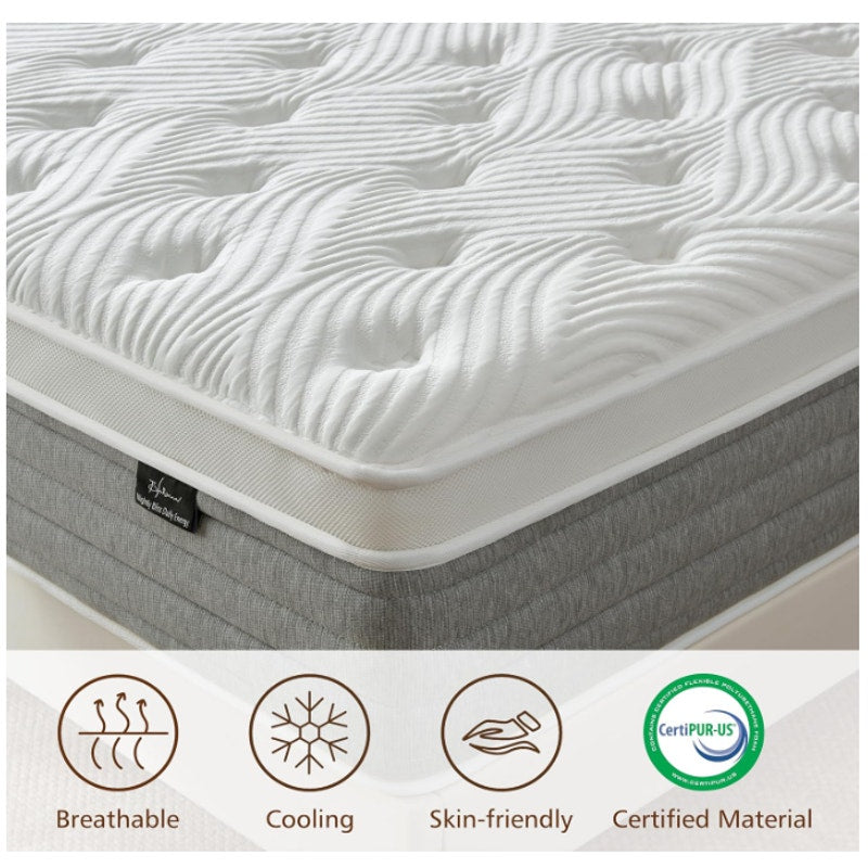 Queen Mattress 12 Inch, Medium Firm Queen Size Mattress in a Box，Hybrid Mattresses with Gel Foam