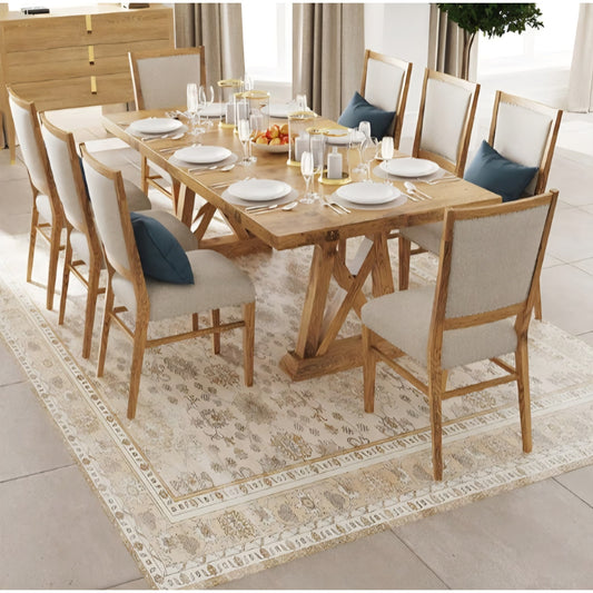 6' x 9' Durable Vinyl Rugs for Living Room, Vintage Floral Pattern for Dining Room, Bedroom