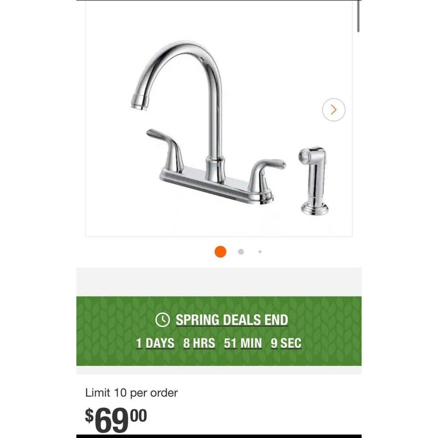 Glacier Bay Two handle Kitchen Faucet with side sprayer
