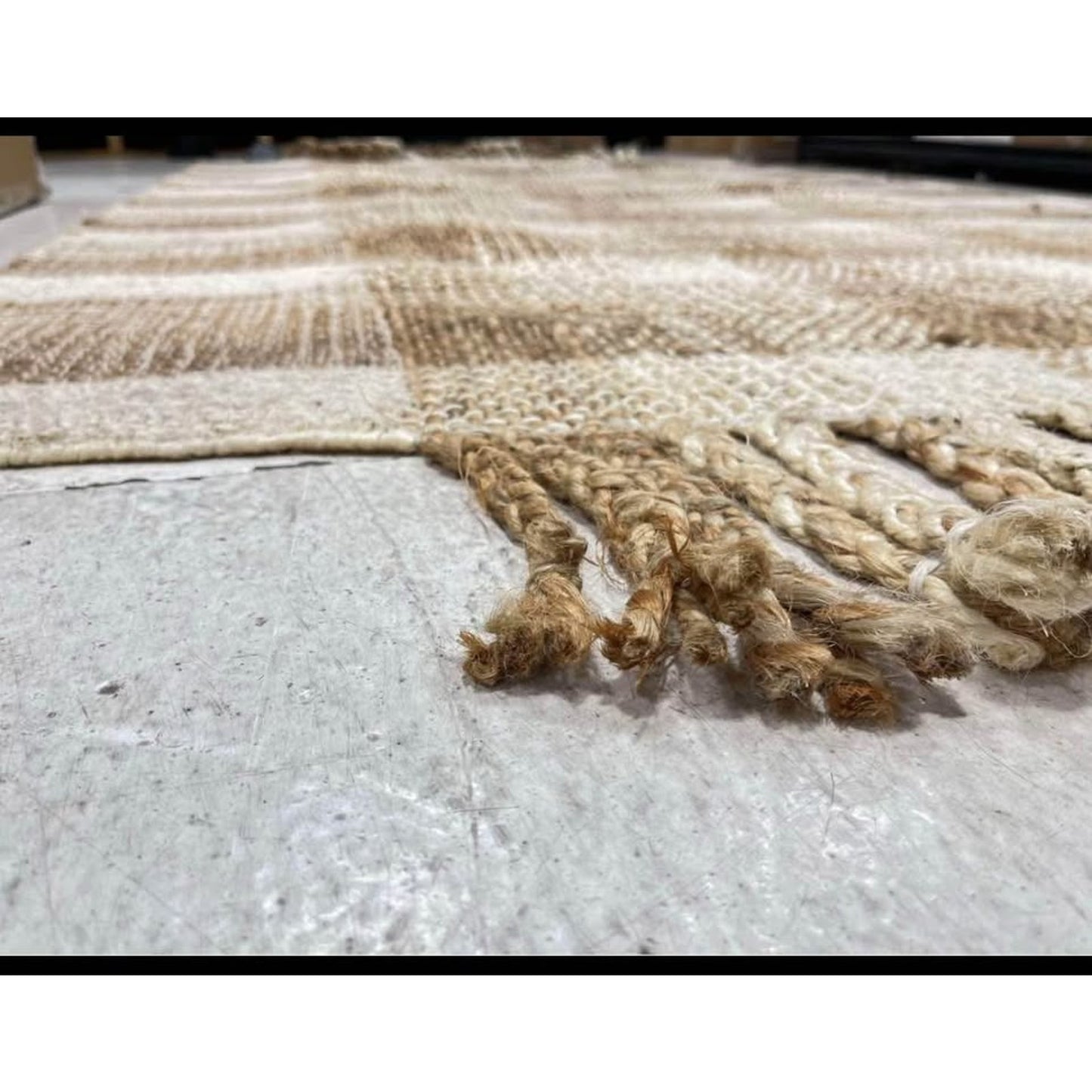 Alara Jute Plaid Area with Tassel Runner Rug - Peach, Tan