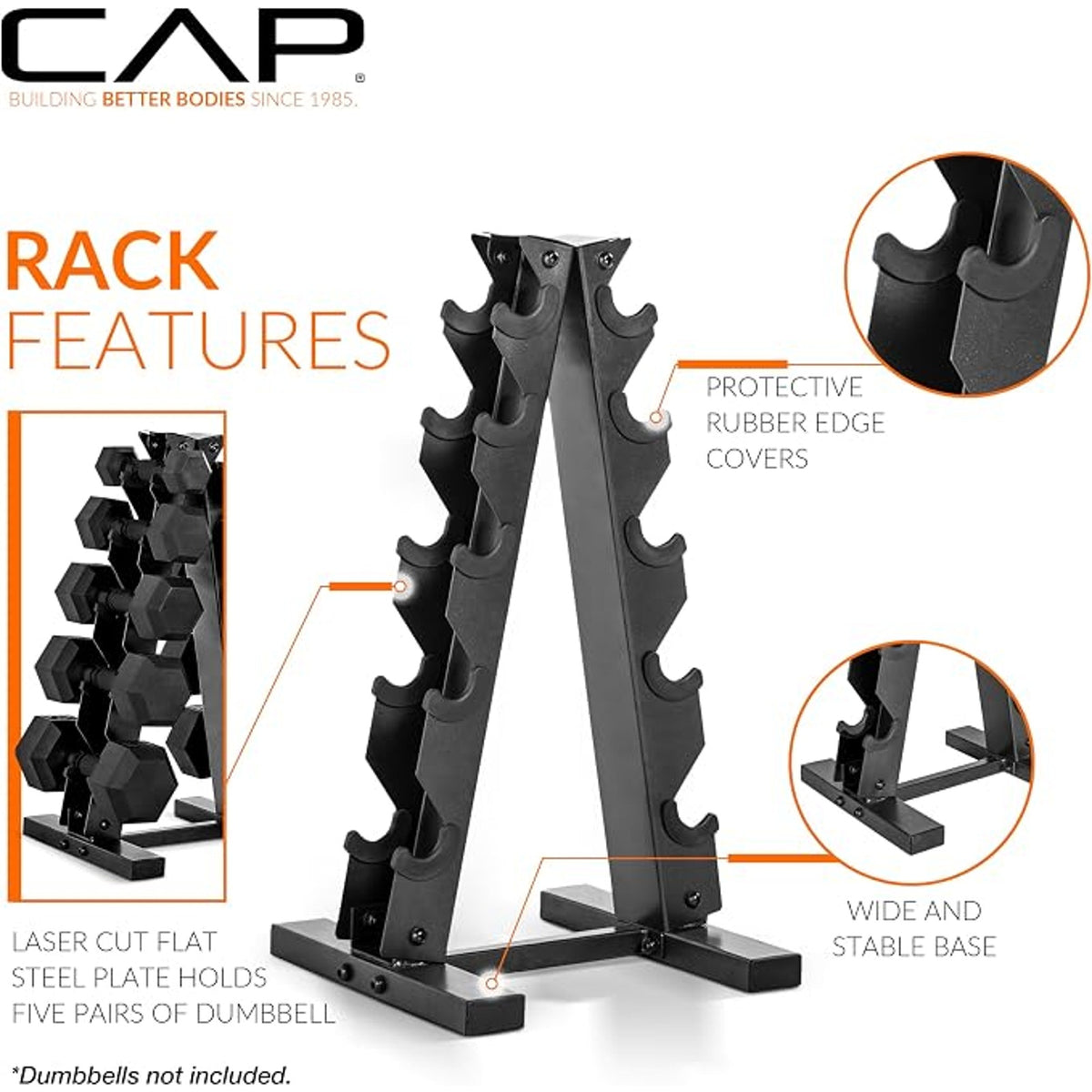 CAP A-Frame Dumbbell Weight Rack, holds 5-25lb, 13"D x 14.5"W x 26"H