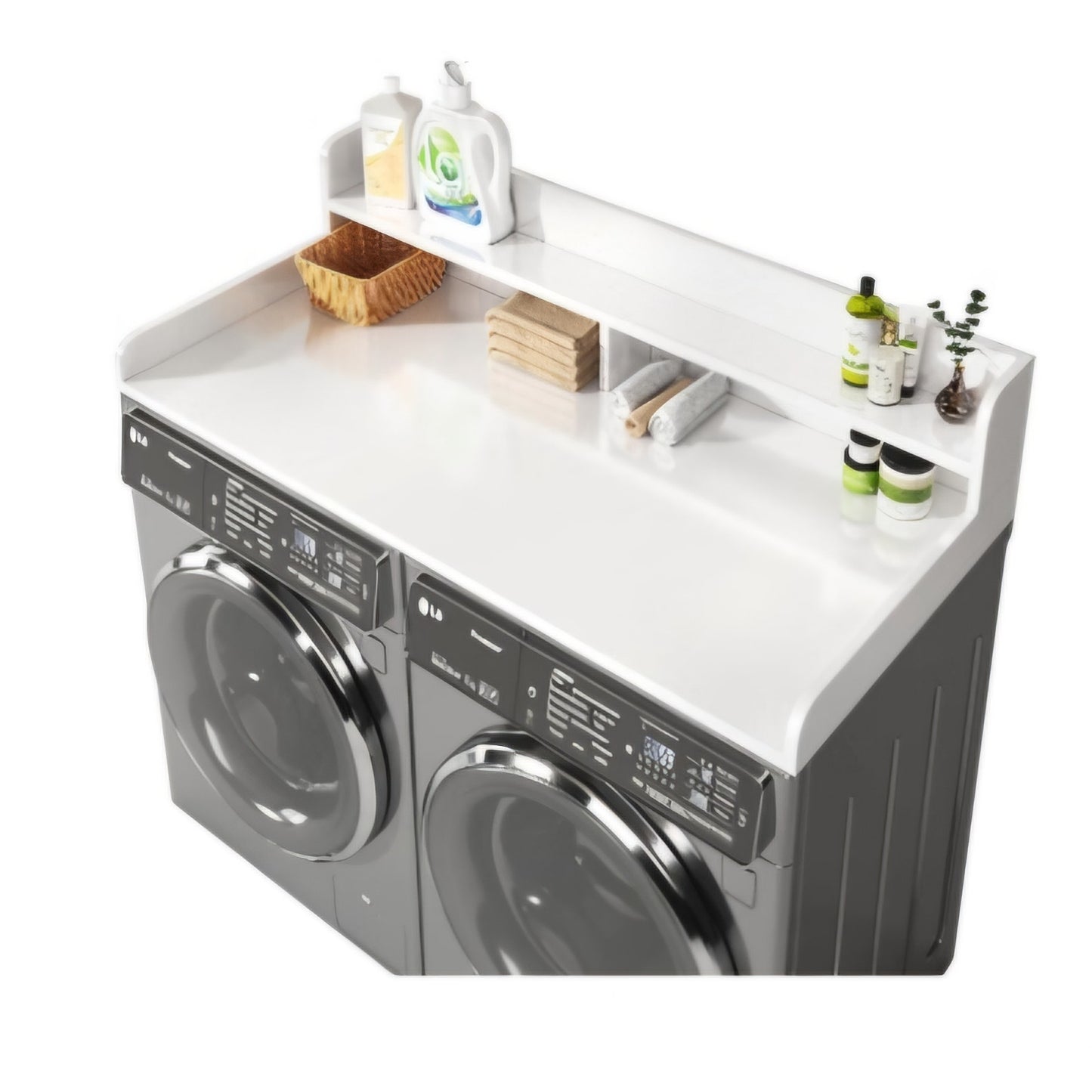 2-Tier Washer and Dryer Countertop with 2.75" H Guard,54" W x 27.5" D Laundry Countertop