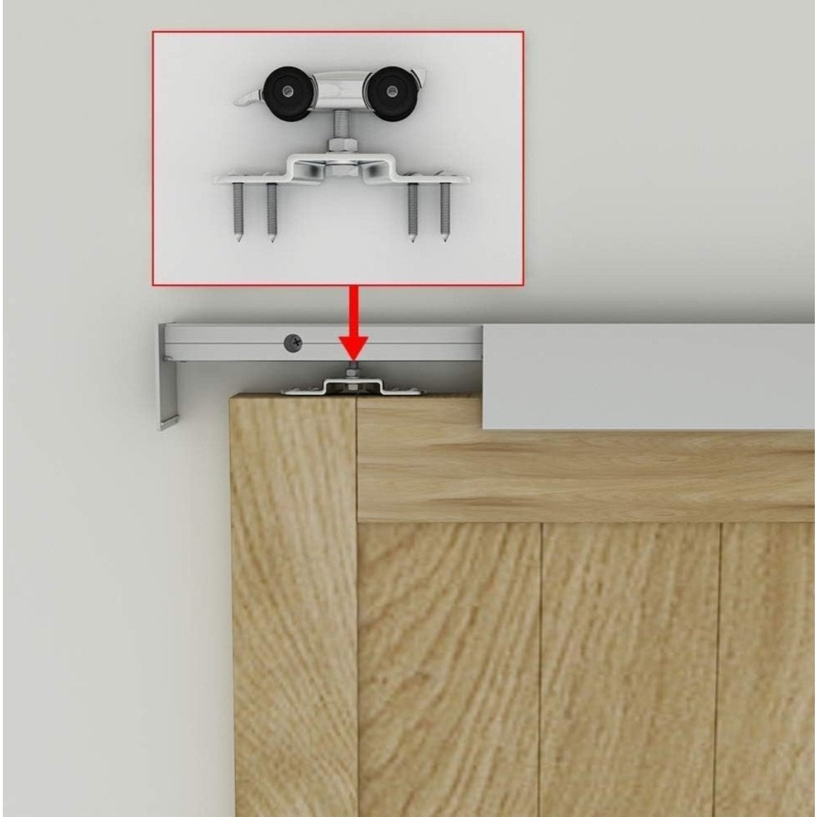 JUBEST 6FT Sliding Barn Door Hardware Kit, Aluminium Alloy Box Rail Hidden Sliding Door Hardware,