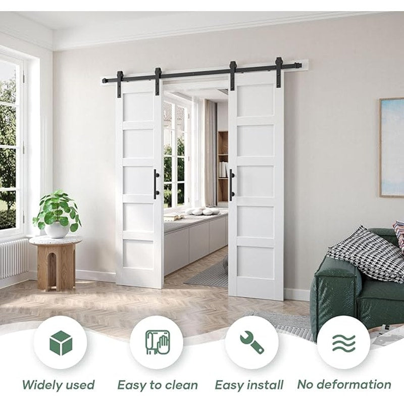 Fredbeck Double 21inx84in White Barn Door and 7FT Sliding Barn Door Hardware Kit Included,Solid