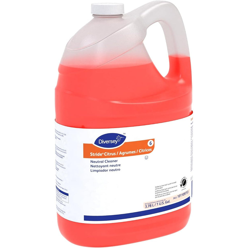 Diversey Stride Citrus Neutral Cleaner, 1 Gallon, Low Foam, Citrus Scent, Size 128 Fl Oz (Pack of 1)