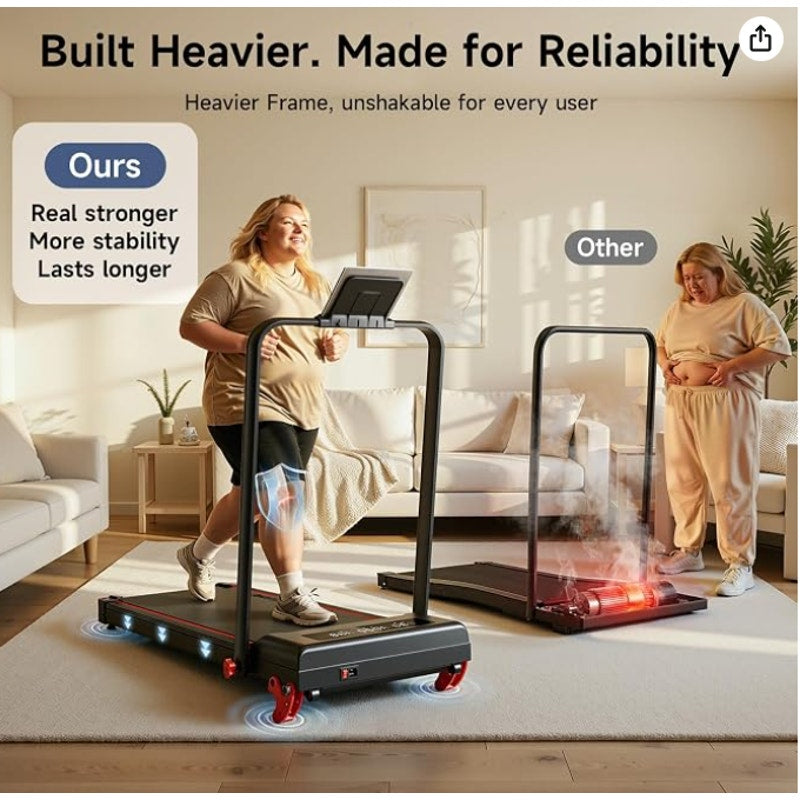 RHYTHM FUN 13% Incline Walking Pad Treadmill with Handles, 6.2MPH, Foldable