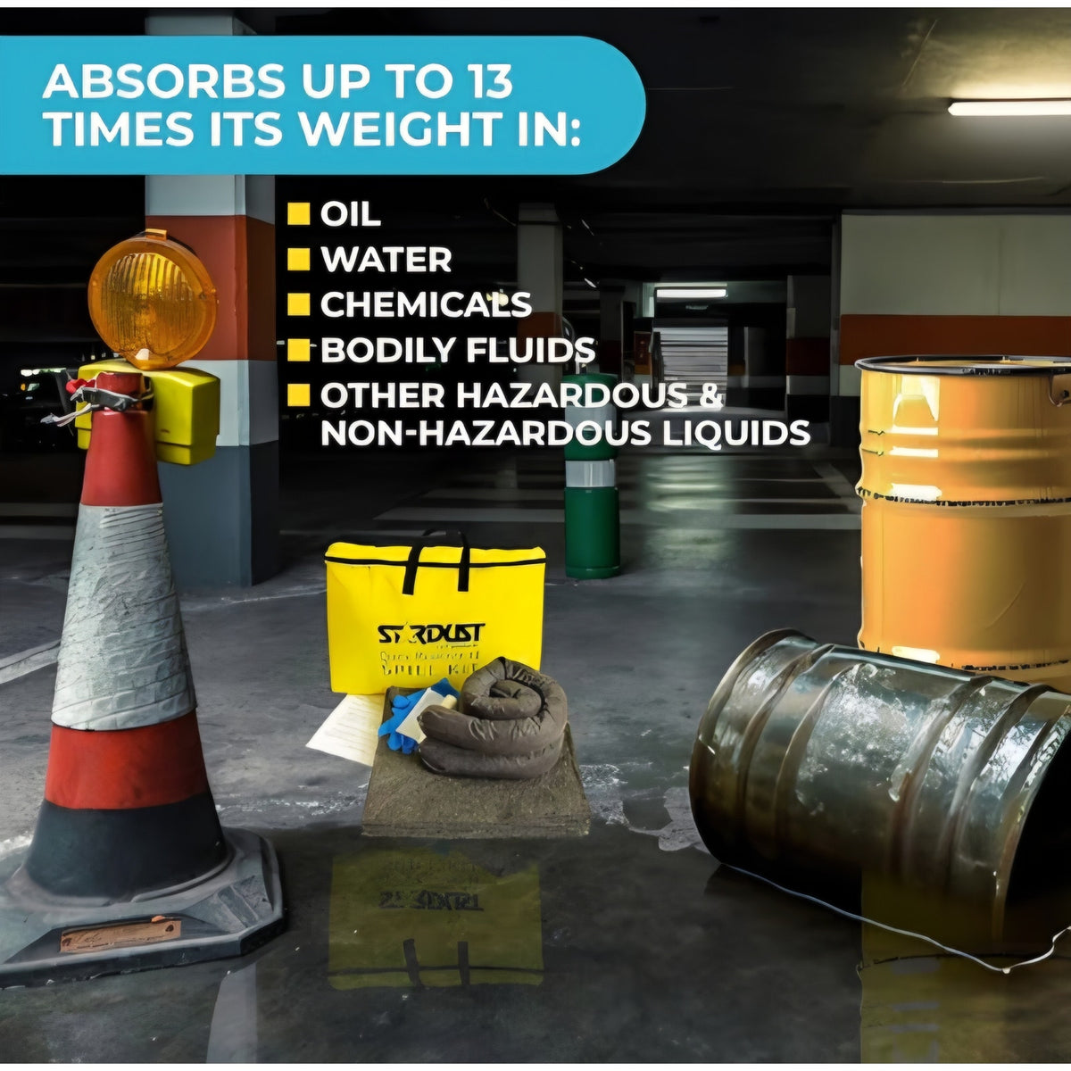 Stardust Spill Products Universal Spill Kit –OSHA Compliant Solution forEmergency Response Chemical