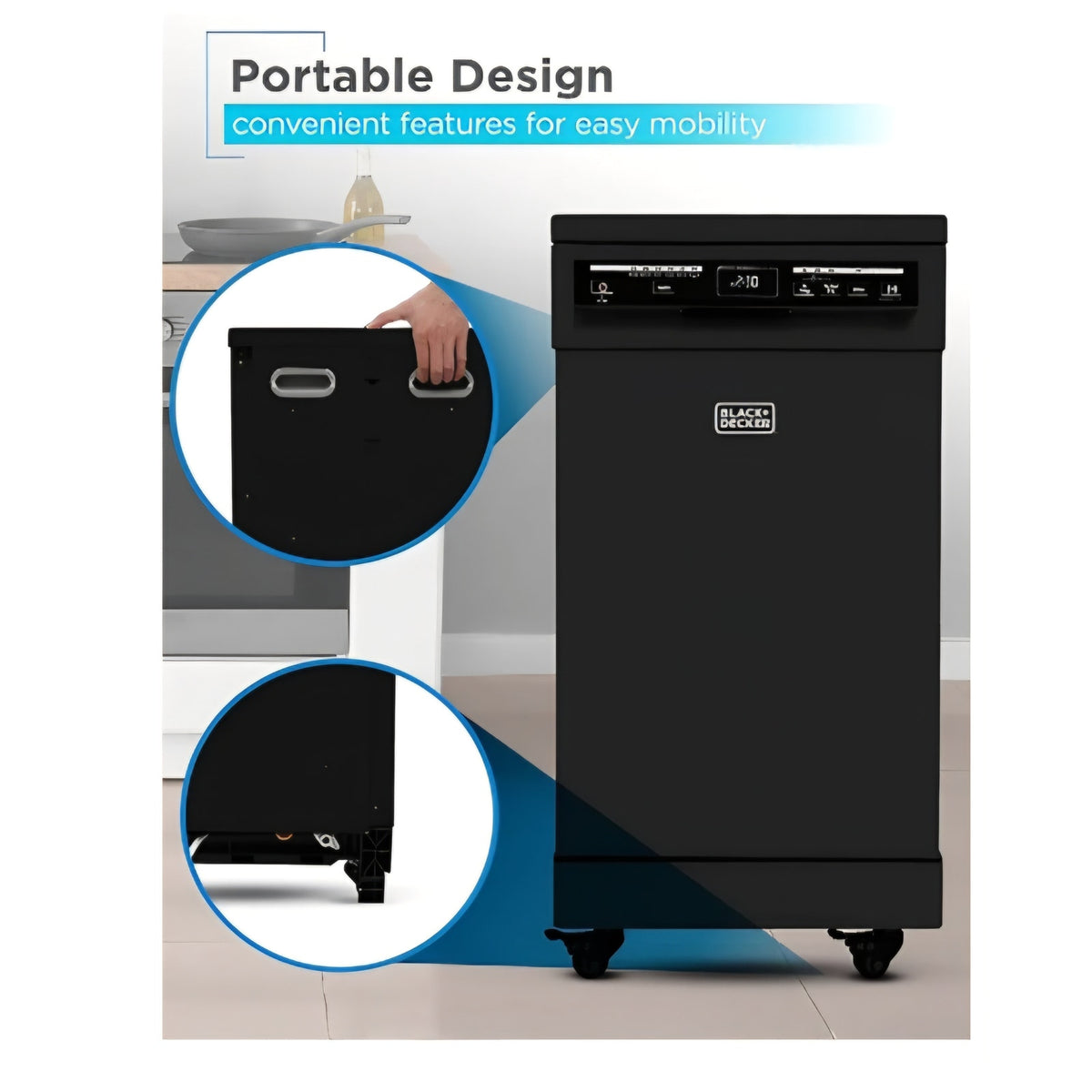 BLACK+DECKER 18-Inch Portable Dishwasher, 8-Place Setting Capacity Door Lock Broken
