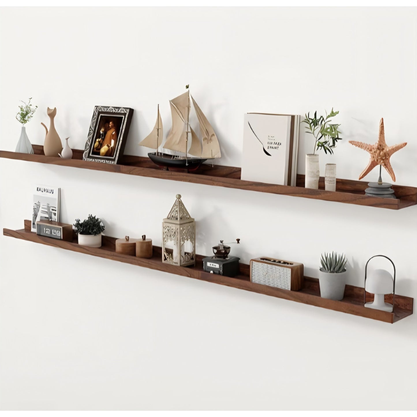 Axeman Oak Picture Ledge Shelf, 72 Inch Floating Shelves Set of 2