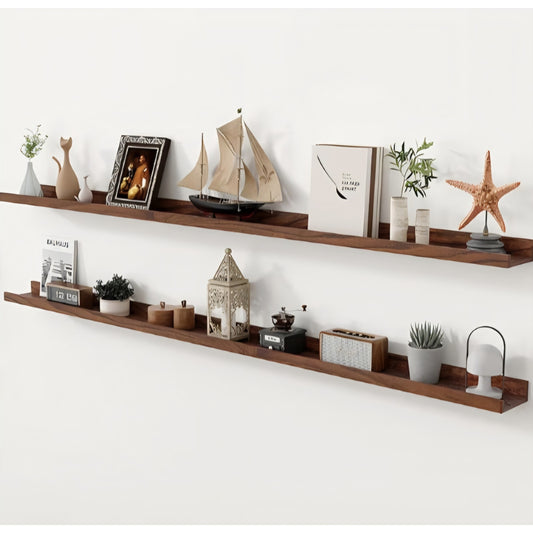 Axeman Oak Picture Ledge Shelf, 72 Inch Floating Shelves Set of 2