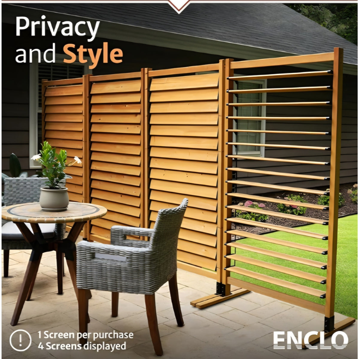 6.1ft H x 3.1ft W (1 Panel) Freestanding or Surface Mount Enclo Solara Louvered Screen
