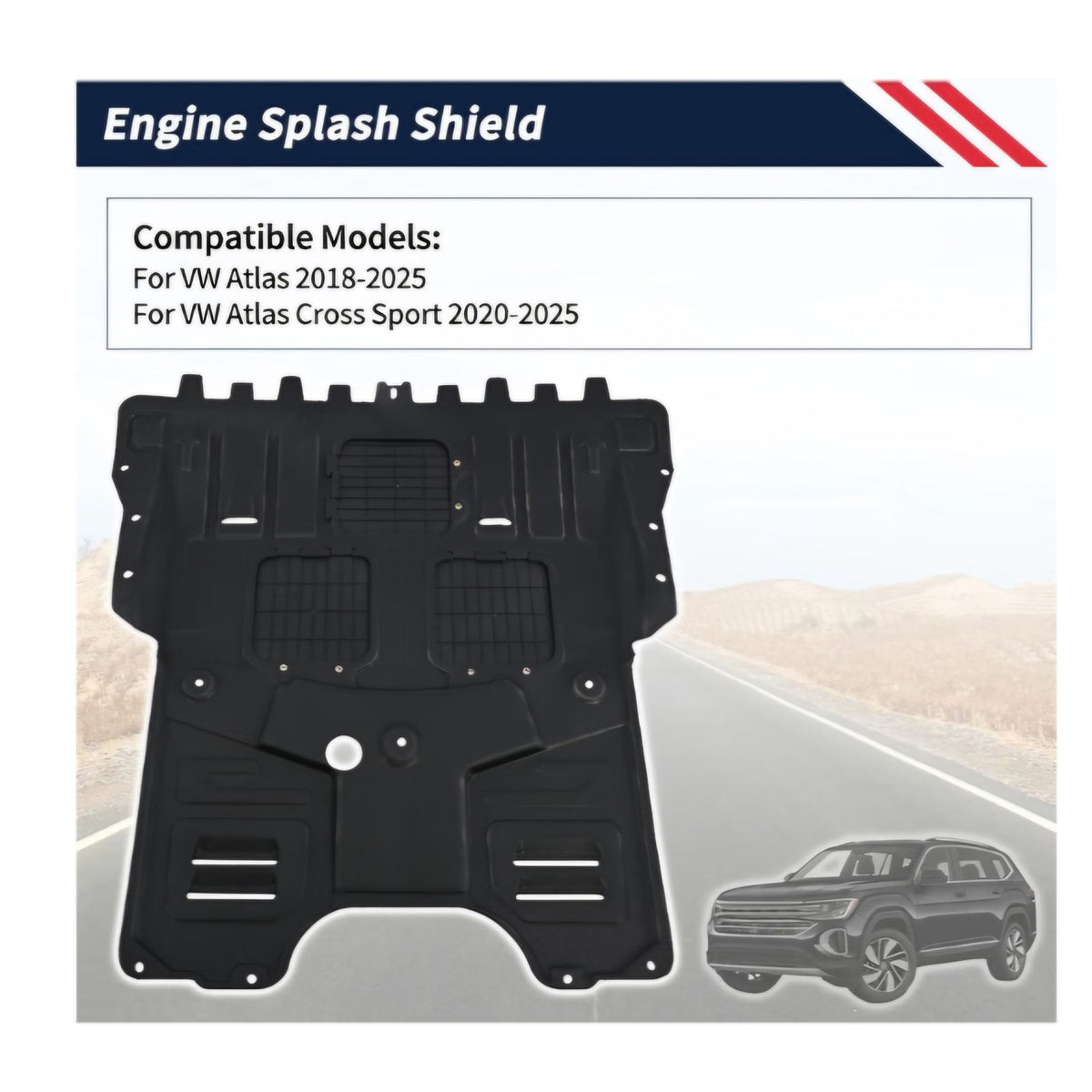 Engine Splash Shield Guard for VW Atlas 2018-2025 / Cross Sport 2020-2025 - Heavy-Duty PVC