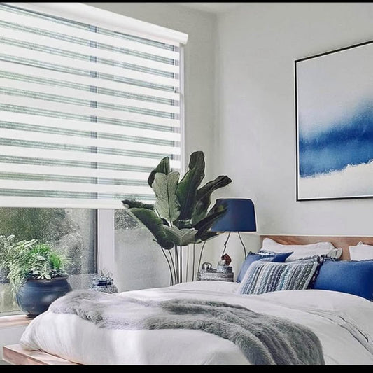 ShadesU Cordless Zebra Shades for Indoor Windows – Light Filtering Dual-Layer Window Shades for Priv
