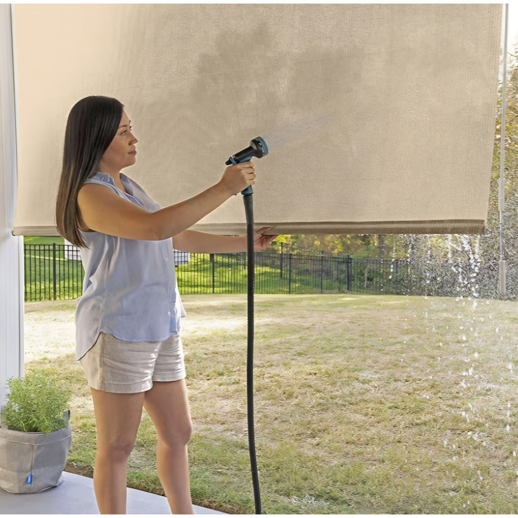 Coolaroo Outdoor Roller Shade with Wand - 80% UV Block Breathable Light Filtering