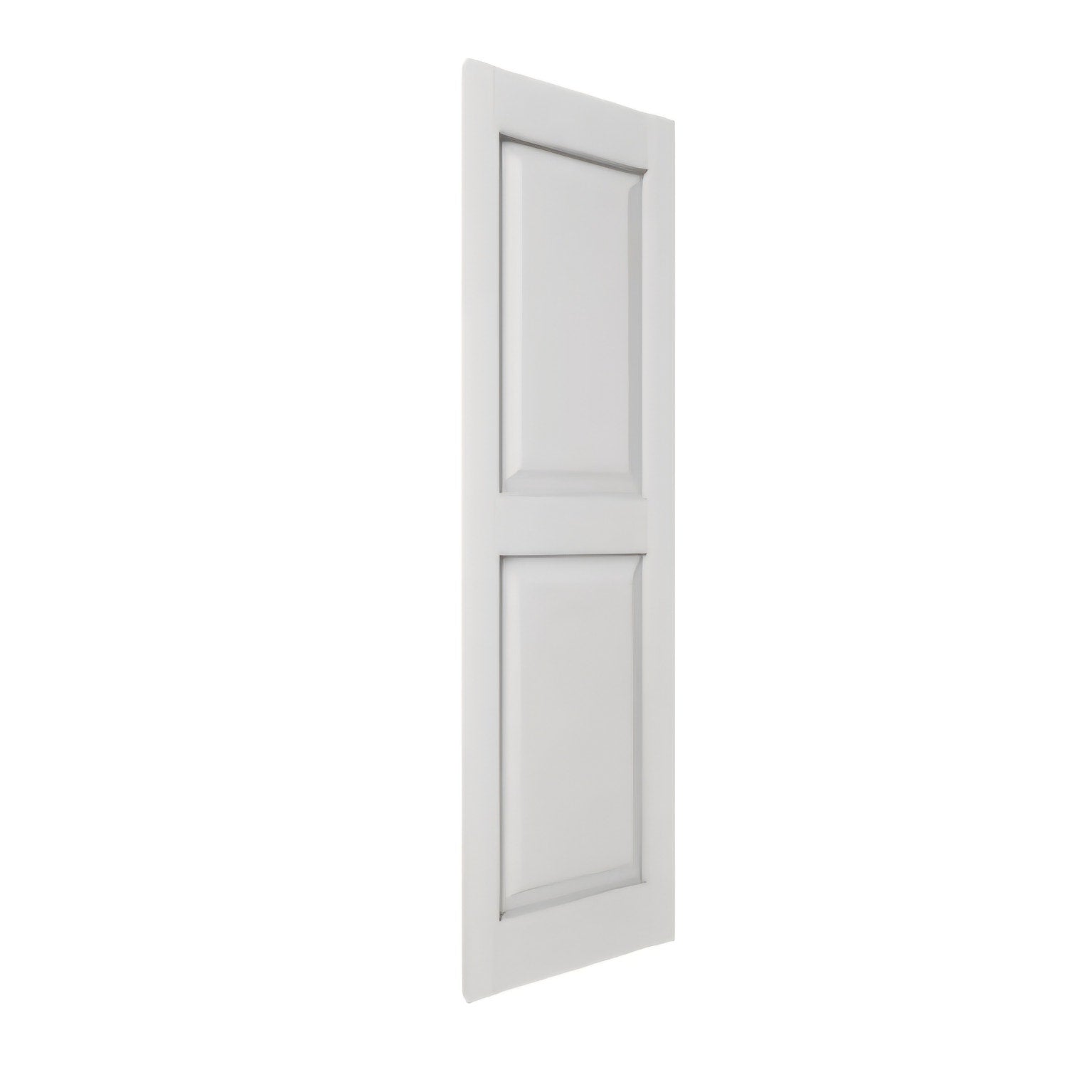 Two Equal Panels, Raised Panel Shutters, (Per Pair) White 14.75 in. W x 43 in. H