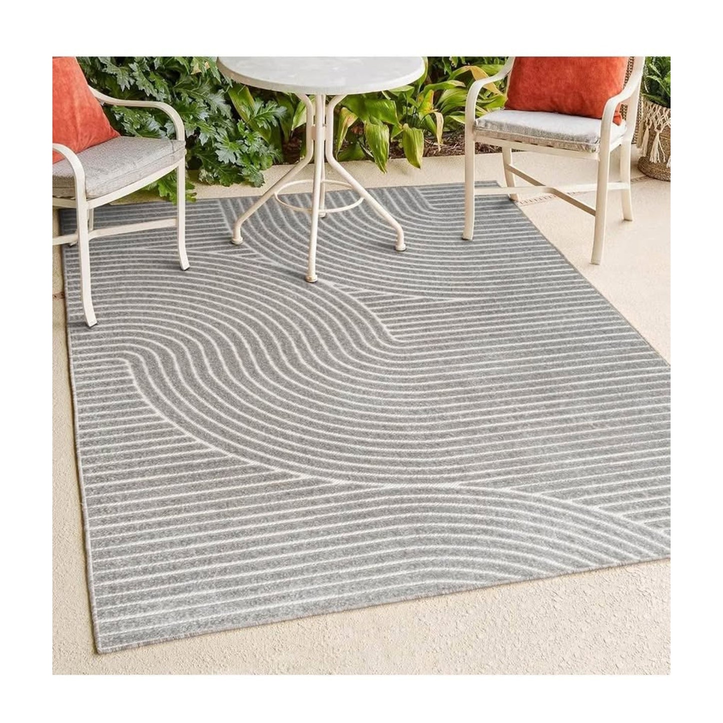JONATHAN Y SCN100A-5 Skagen High-Low Minimalist Curve Geometric Indoor/Outdoor Area Rug, 5’3”x7’7”