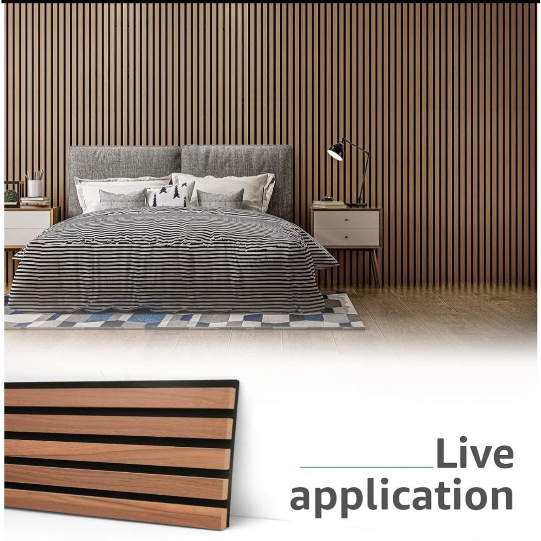 Art3d 4-Piece Wood Slat Acoustic Panels for Stylish Decor and Noise Reduction, 3D Textured Panel