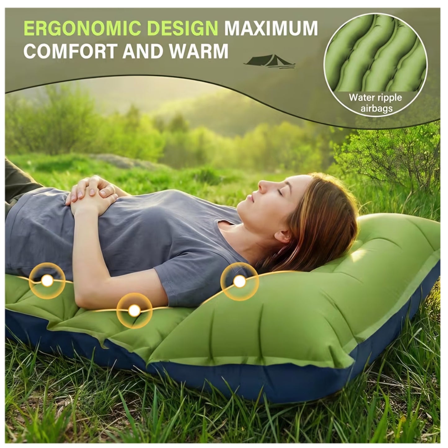 FUN PAC Camping Sleeping Pad, Ultralight Camping Mat with Pillow