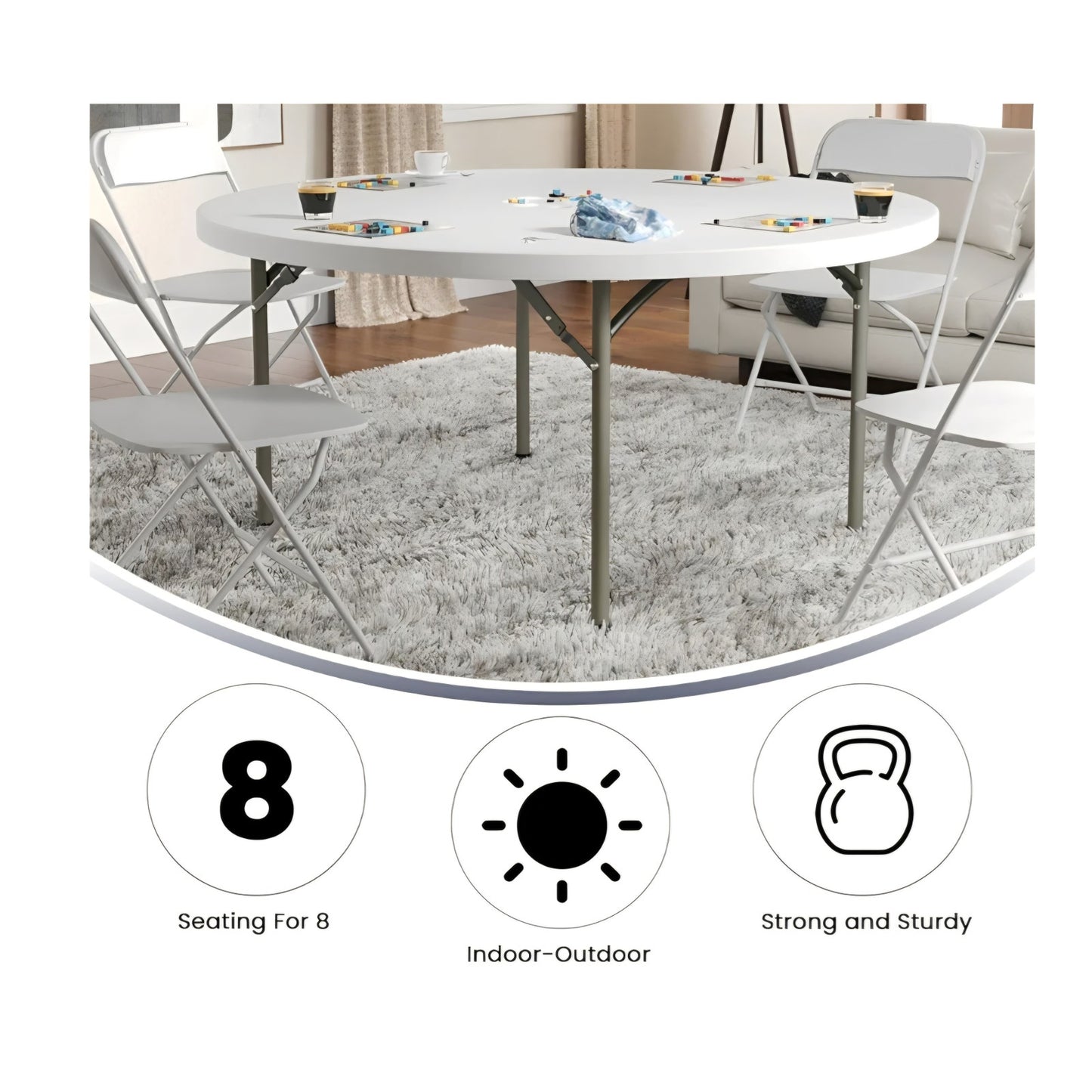 Flash Furniture 5' Round All-Occasion Plastic Folding Event Table